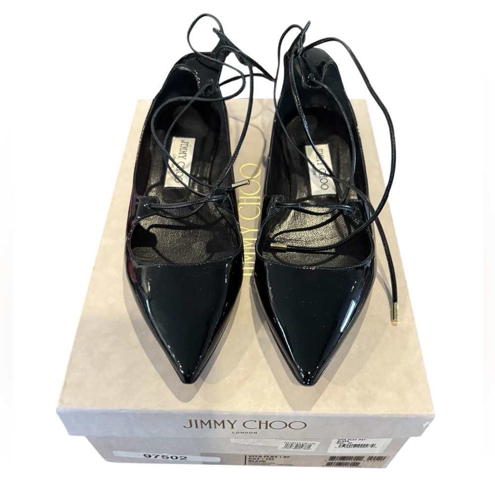 Jimmy Choo Black Patent Leather Flats
